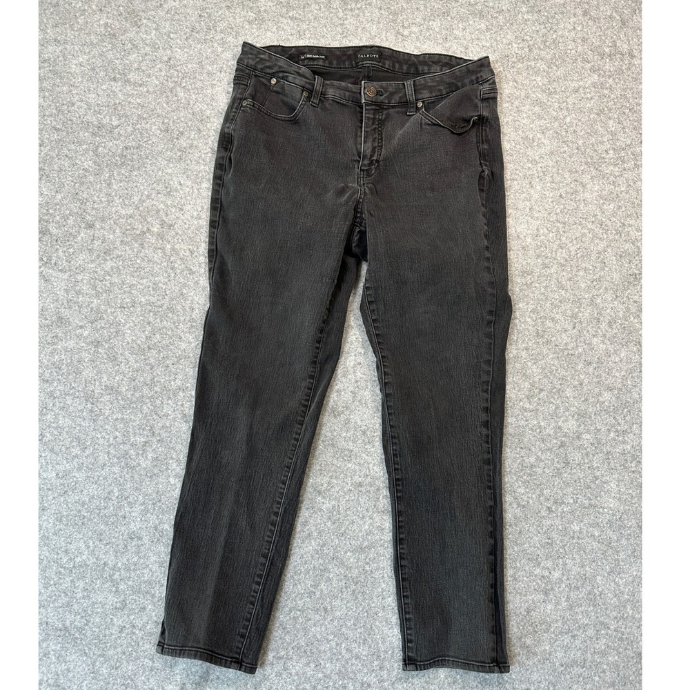 Talbots Slim Ankle Jean 14 Black Faded Stretch Denim